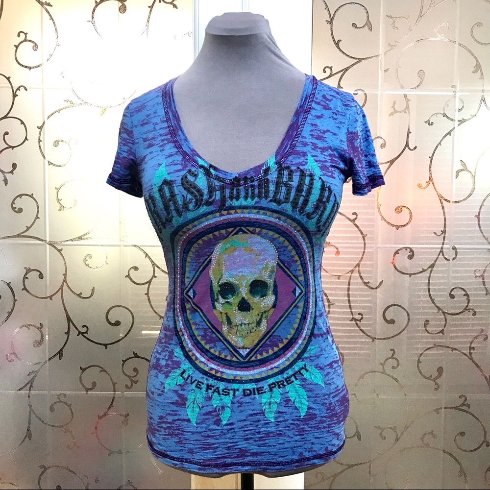 NWOT- CRASH & BURN- BURNOUT GRAPIC TEE - Picture 1 of 6